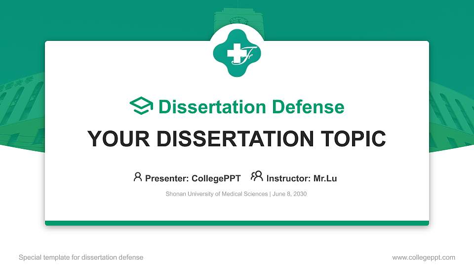Shonan University of Medical Sciences Graduation Thesis Defense PPT Template16:9 ratio PPT effect preview image