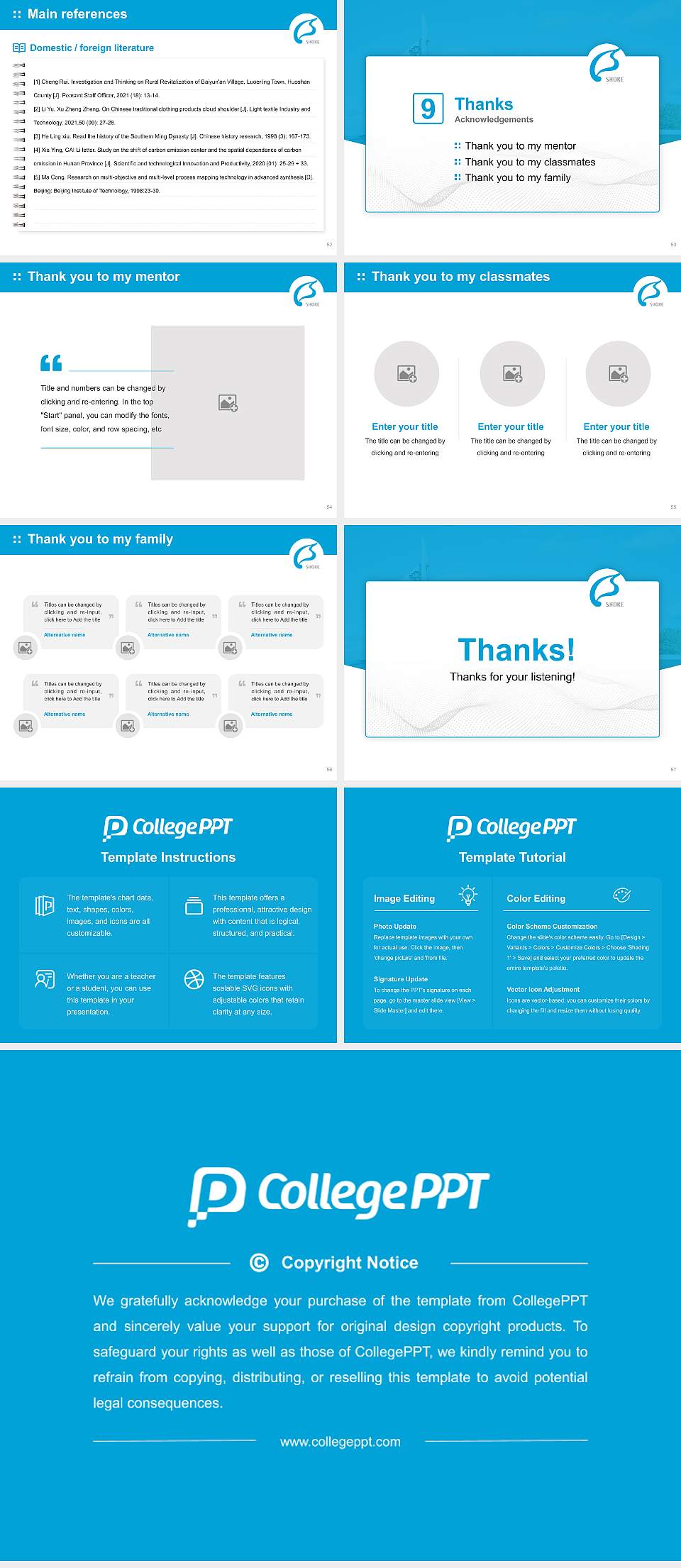 Shokei Gakuin University Graduation Thesis Defense PPT Template4:3 ratio PPT effect preview image7