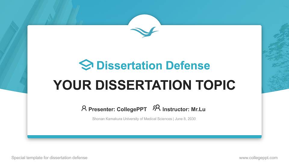 Shonan Kamakura University of Medical Sciences Graduation Thesis Defense PPT Template16:9 ratio PPT effect preview image