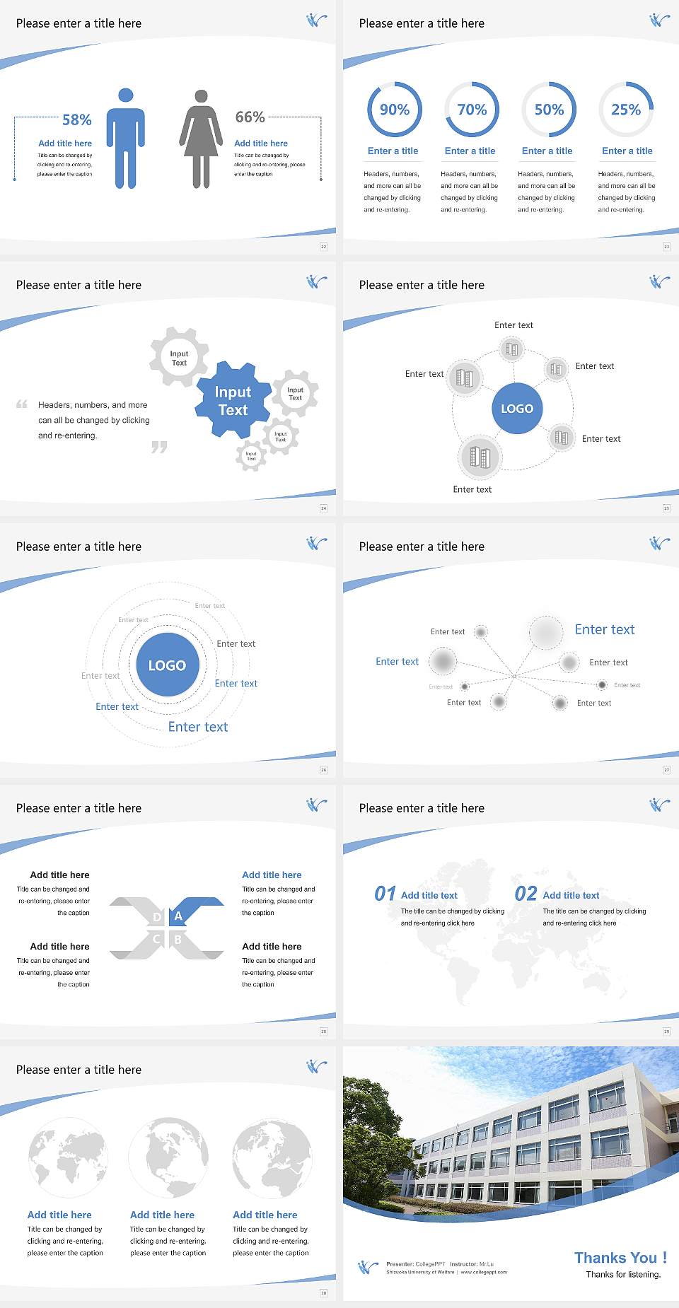 Shizuoka University of Welfare Course/Courseware Creation PPT Template4:3 ratio PPT effect preview image4