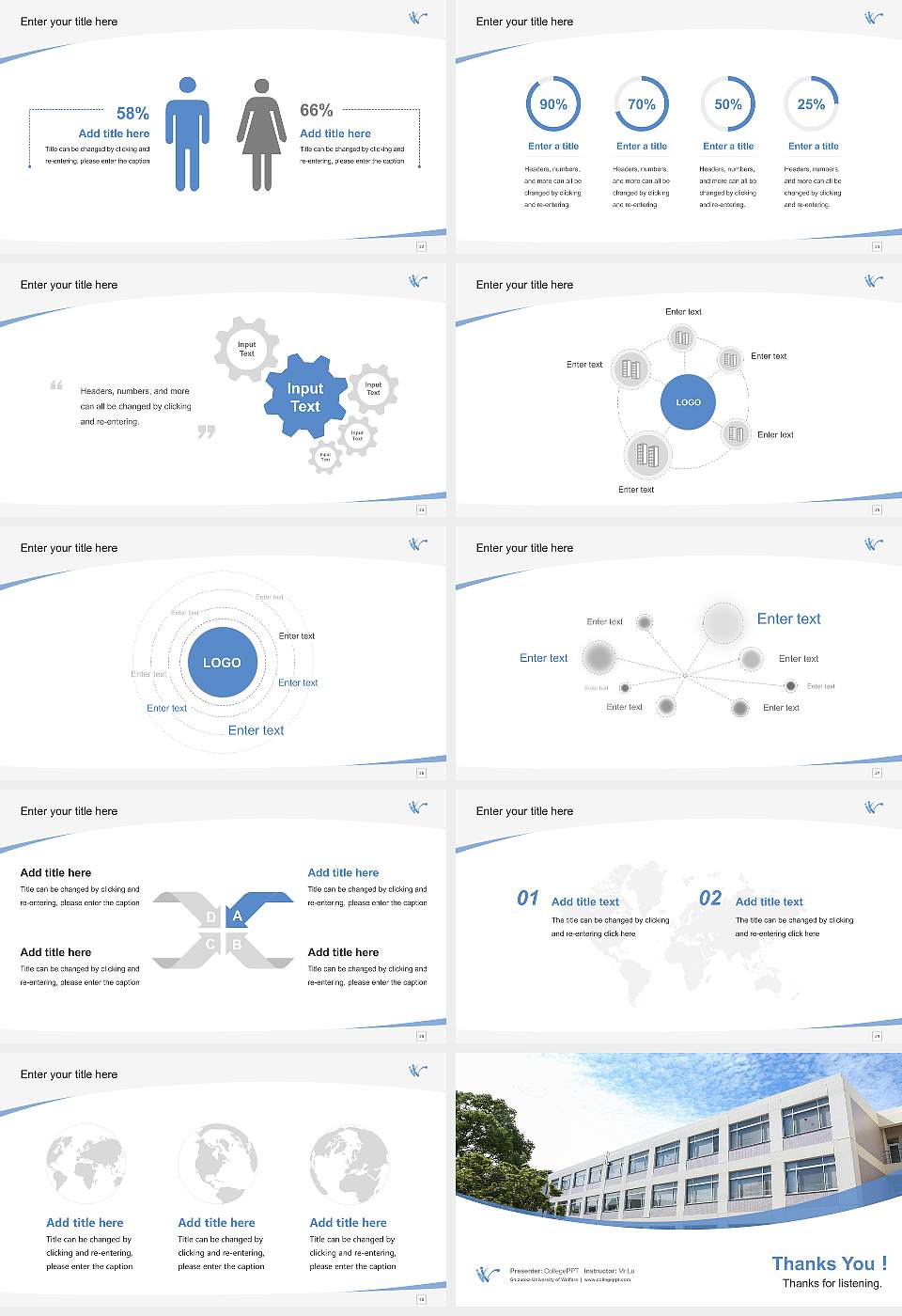 Shizuoka University of Welfare Course/Courseware Creation PPT Template16:9 ratio PPT effect preview image4