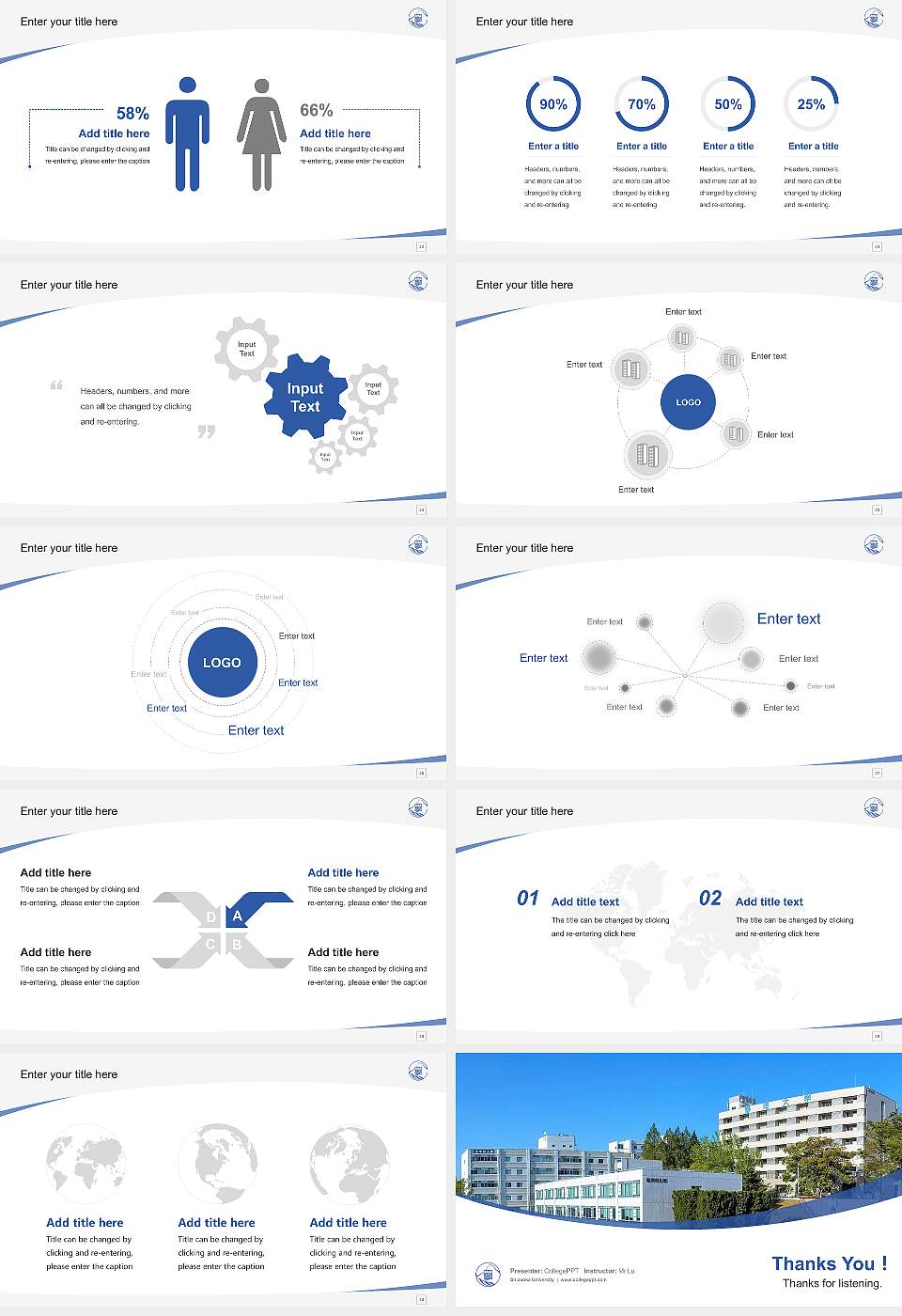 Shizuoka University Course/Courseware Creation PPT Template16:9 ratio PPT effect preview image4
