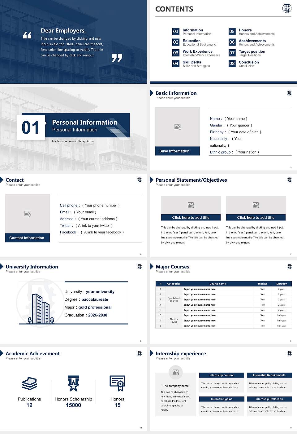 Seijo University Resume PPT Template16:9 ratio PPT effect preview image2