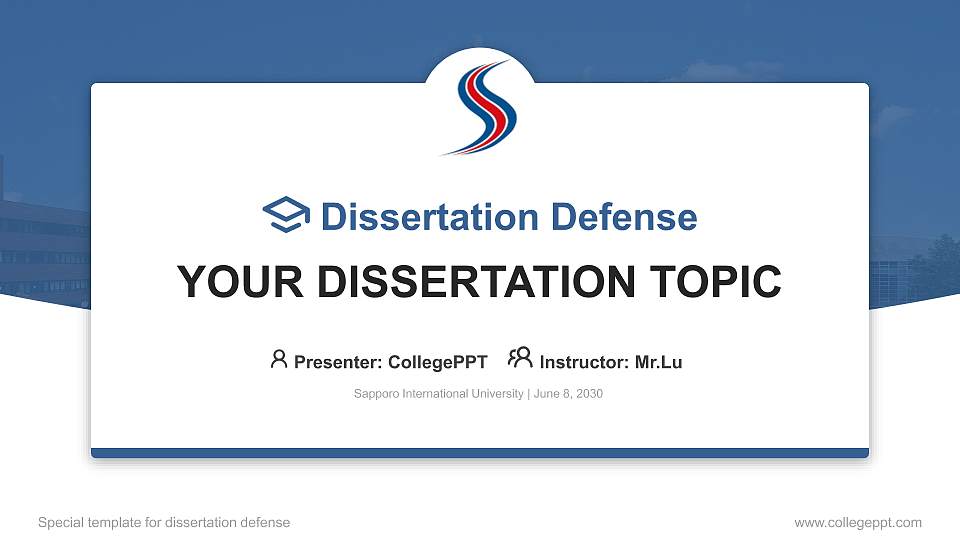 Sapporo International University Graduation Thesis Defense PPT Template16:9 ratio PPT effect preview image1