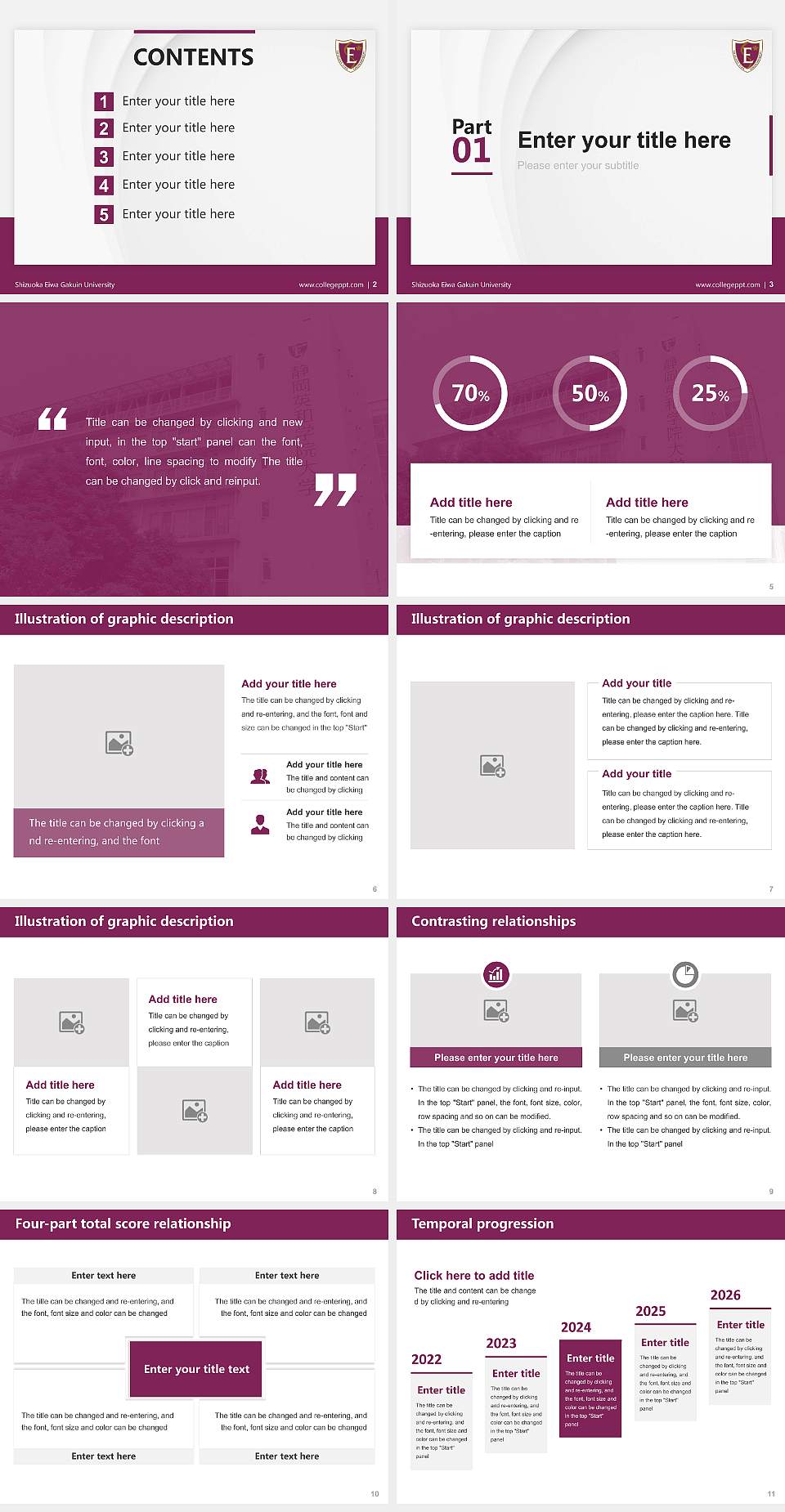 Shizuoka Eiwa Gakuin University Thesis Proposal/Graduation Defense PPT Template4:3 ratio PPT effect preview image2