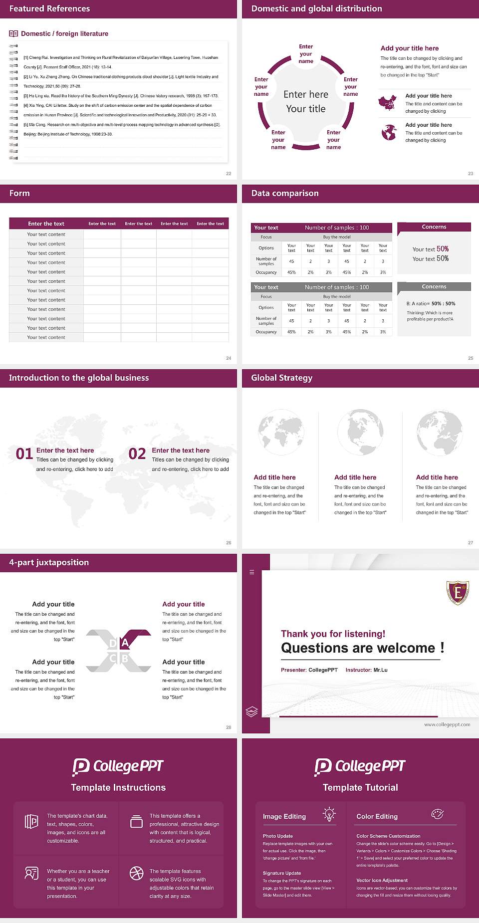 Shizuoka Eiwa Gakuin University Thesis Proposal/Graduation Defense PPT Template4:3 ratio PPT effect preview image4