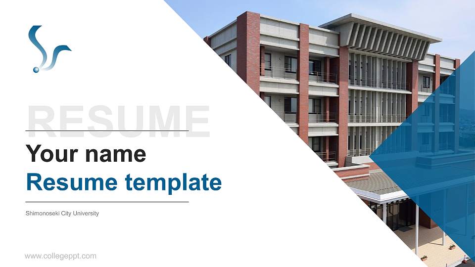 Shimonoseki City University Resume PPT Template16:9 ratio PPT effect preview image