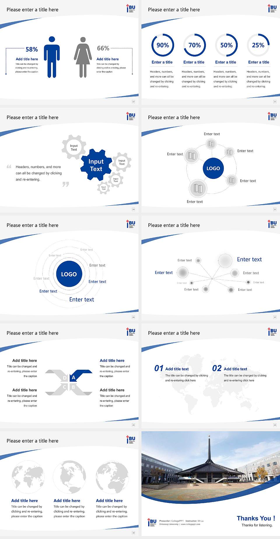 Shitennoji University Course/Courseware Creation PPT Template4:3 ratio PPT effect preview image4