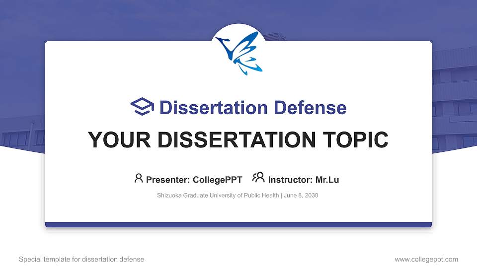 Shizuoka Graduate University of Public Health Graduation Thesis Defense PPT Template16:9 ratio PPT effect preview image