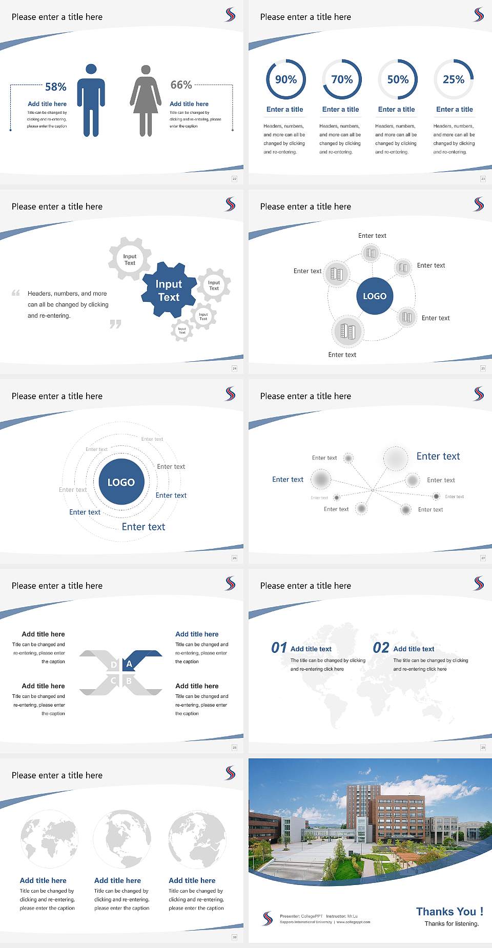 Sapporo International University Course/Courseware Creation PPT Template4:3 ratio PPT effect preview image4