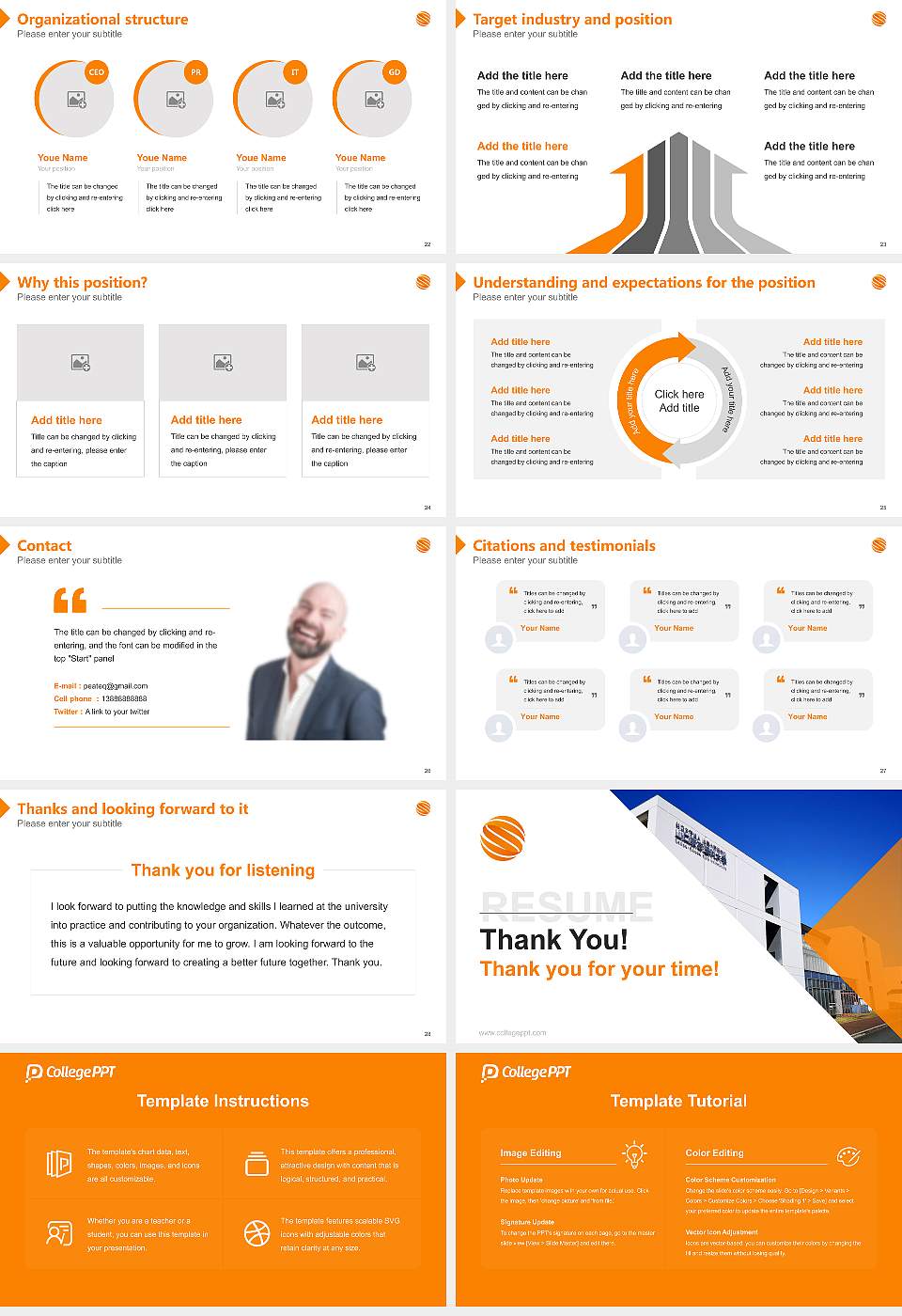 Sanyo-Onoda City University Resume PPT Template16:9 ratio PPT effect preview image4