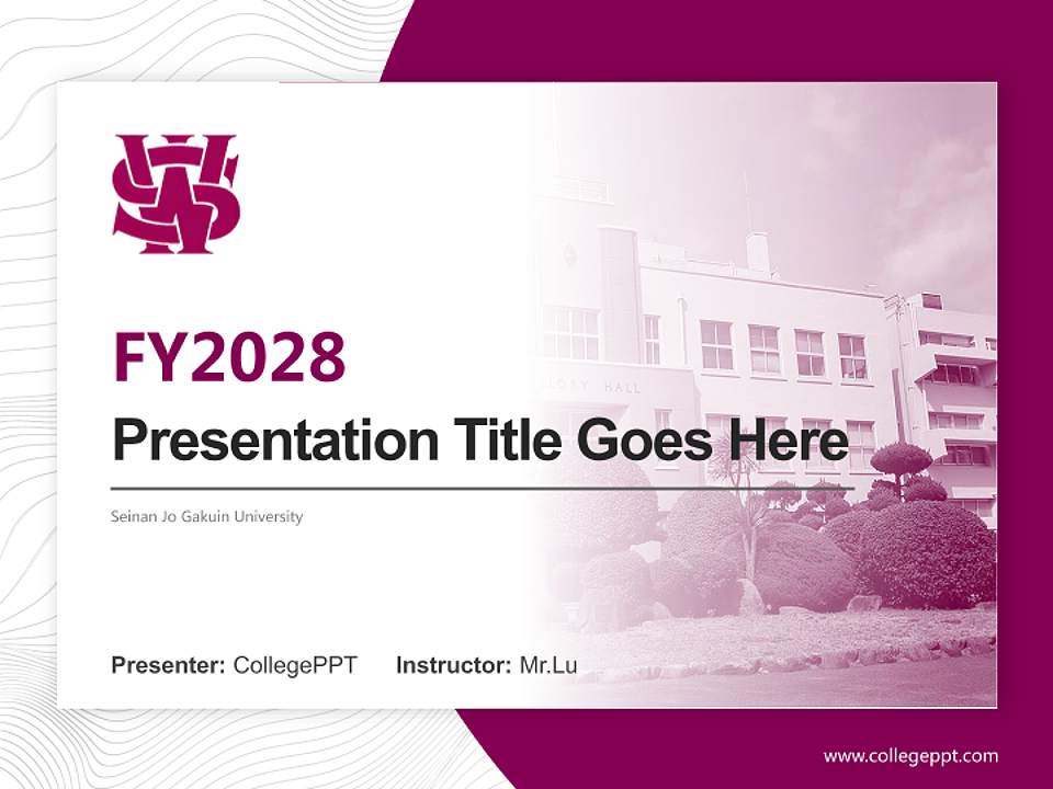 Seinan Jo Gakuin University Academic Presentation/Research Findings Report PPT Template4:3 ratio PPT effect preview image5