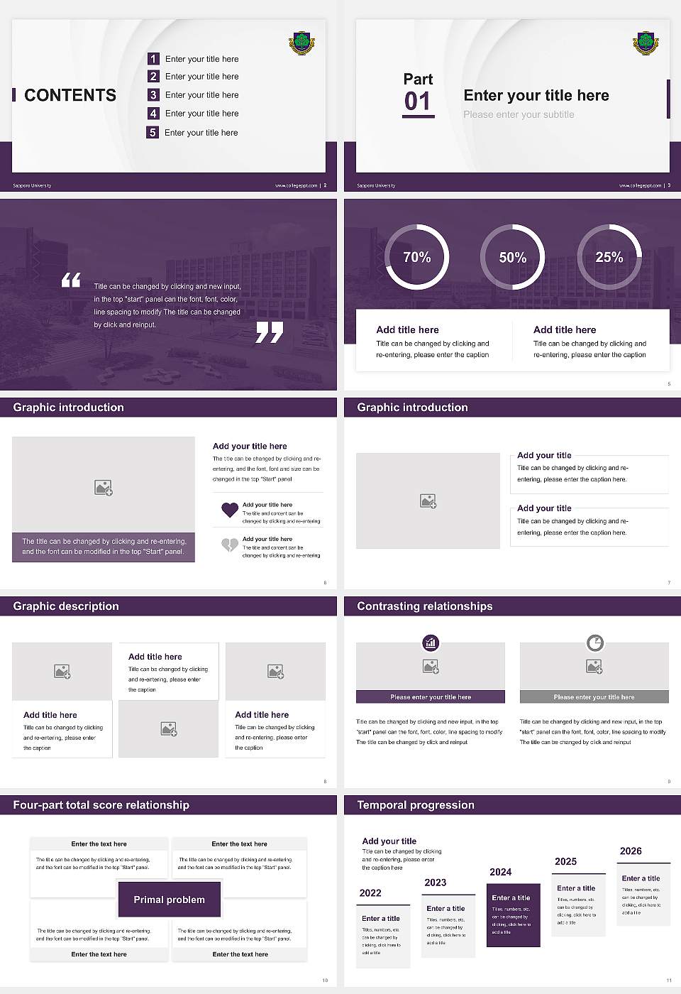 Sapporo University Thesis Proposal/Graduation Defense PPT Template16:9 ratio PPT effect preview image2