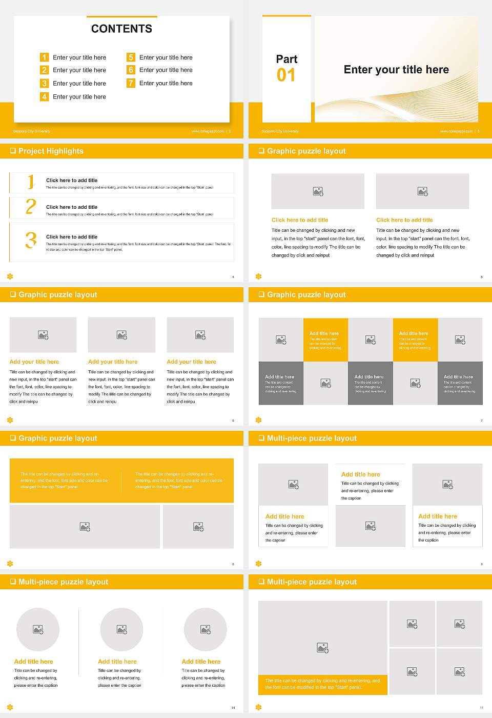 Sapporo City University General PPT Template16:9 ratio PPT effect preview image2