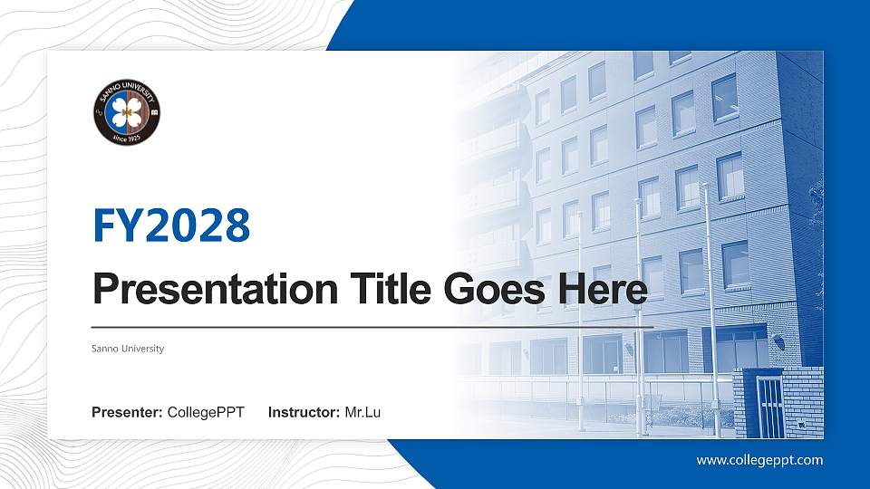 Sanno University Academic Presentation/Research Findings Report PPT Template16:9 ratio PPT effect preview image