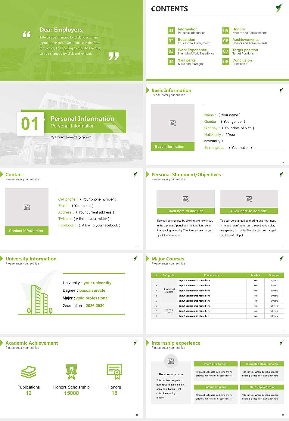Shizuoka Sangyo University Fujieda Campus Resume PPT Template16:9 ratio PPT effect preview image2
