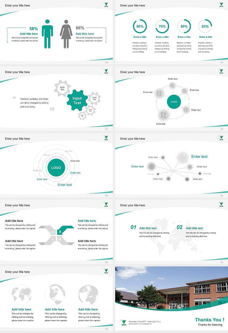 Seisa University Course/Courseware Creation PPT Template16:9 ratio PPT effect preview image4
