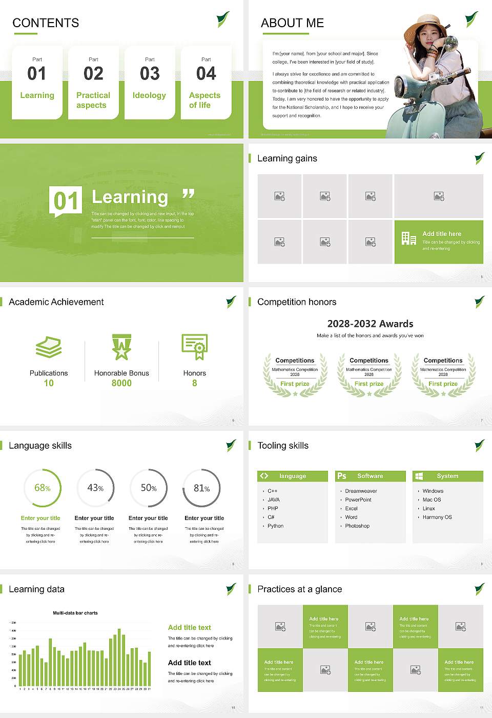 Shizuoka Sangyo University Iwata Campus National Scholarship Defense PPT Template16:9 ratio PPT effect preview image2