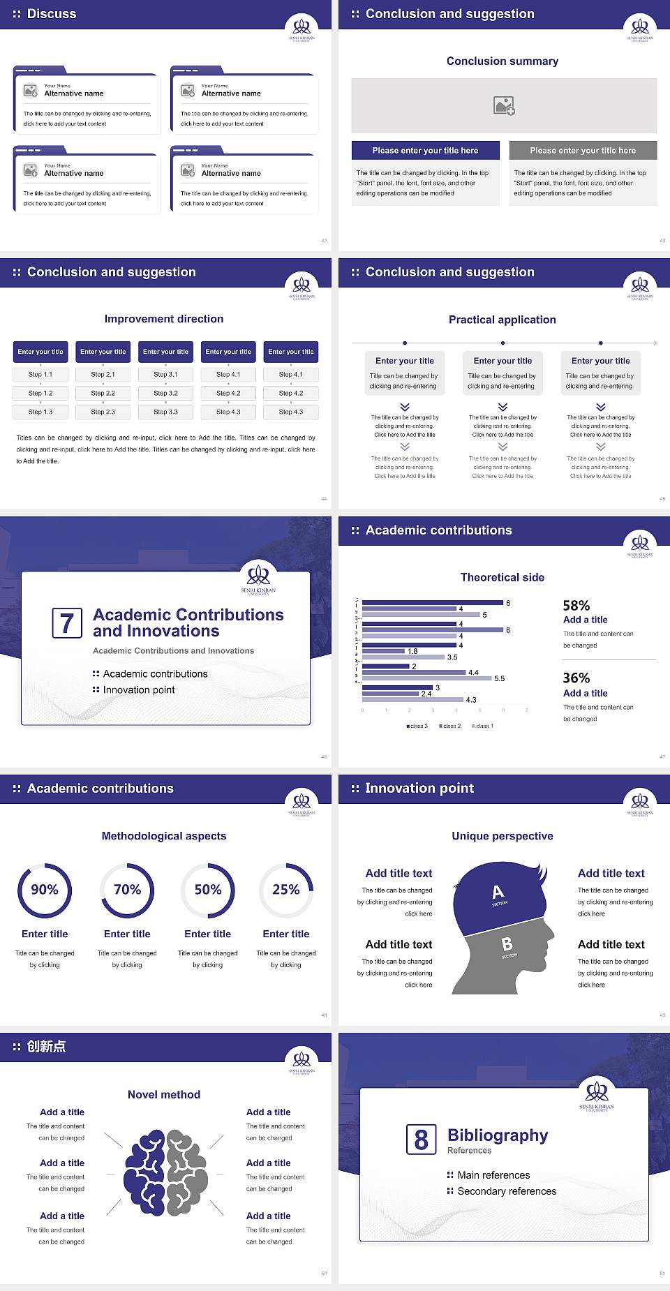 Senri Kinran University Graduation Thesis Defense PPT Template4:3 ratio PPT effect preview image6