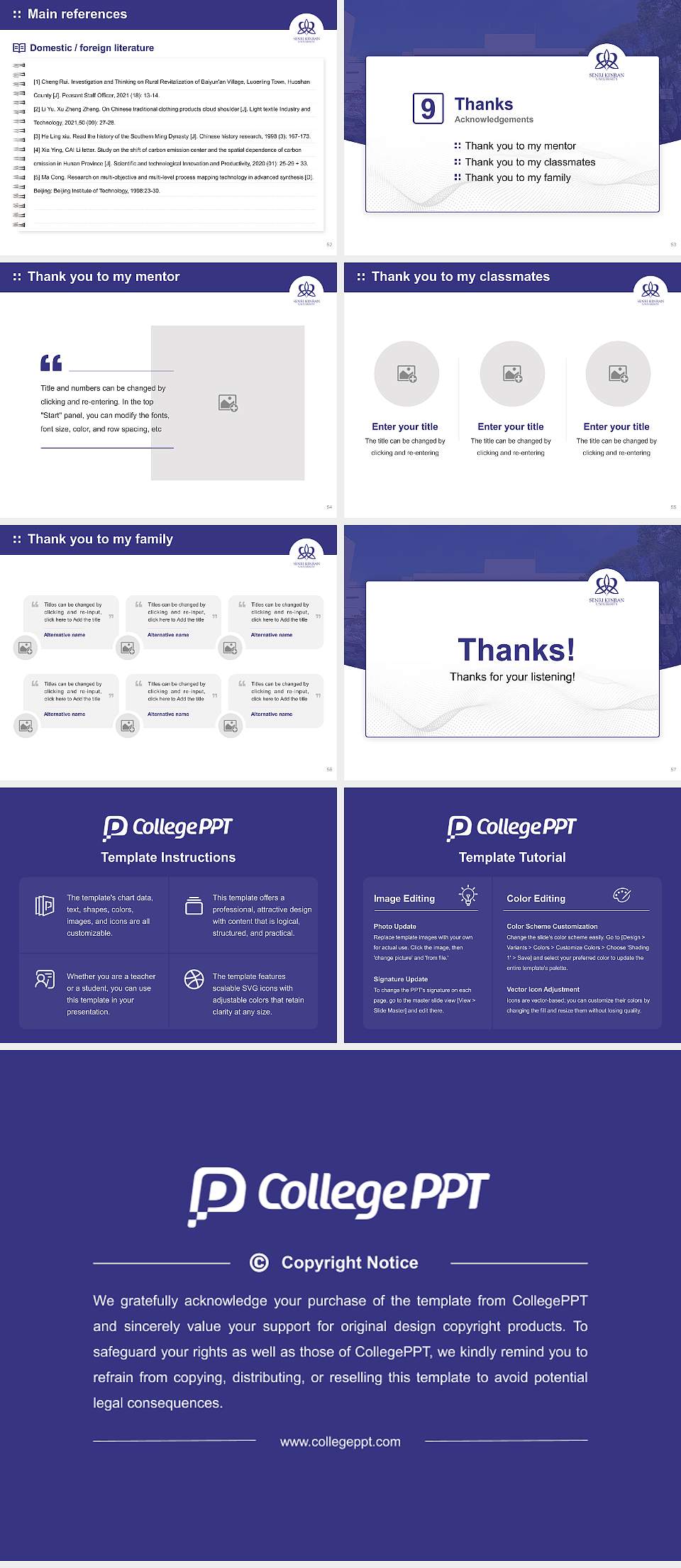 Senri Kinran University Graduation Thesis Defense PPT Template4:3 ratio PPT effect preview image7