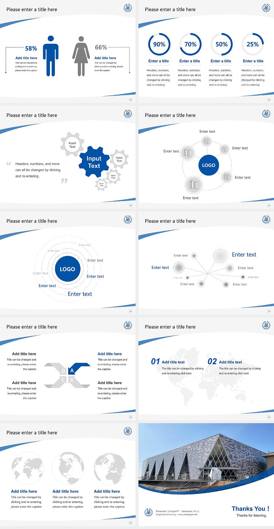Shigakukan University Course/Courseware Creation PPT Template4:3 ratio PPT effect preview image4