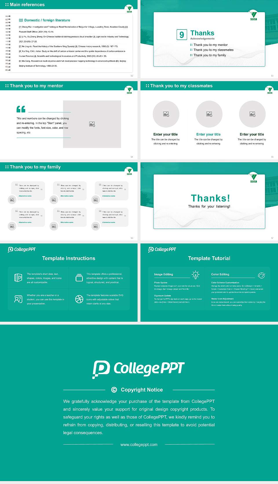 Seisa University Graduation Thesis Defense PPT Template16:9 ratio PPT effect preview image7
