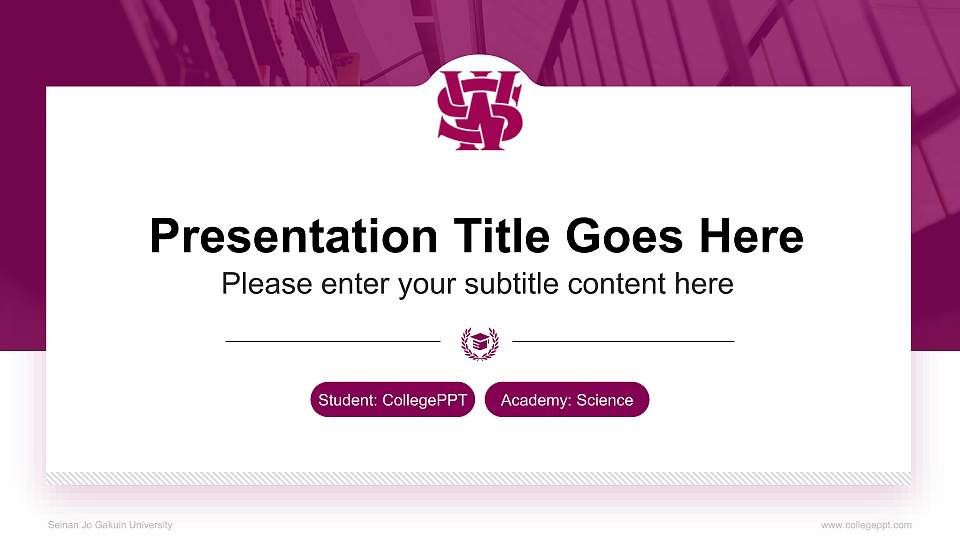 Seinan Jo Gakuin University National Scholarship Defense PPT Template16:9 ratio PPT effect preview image
