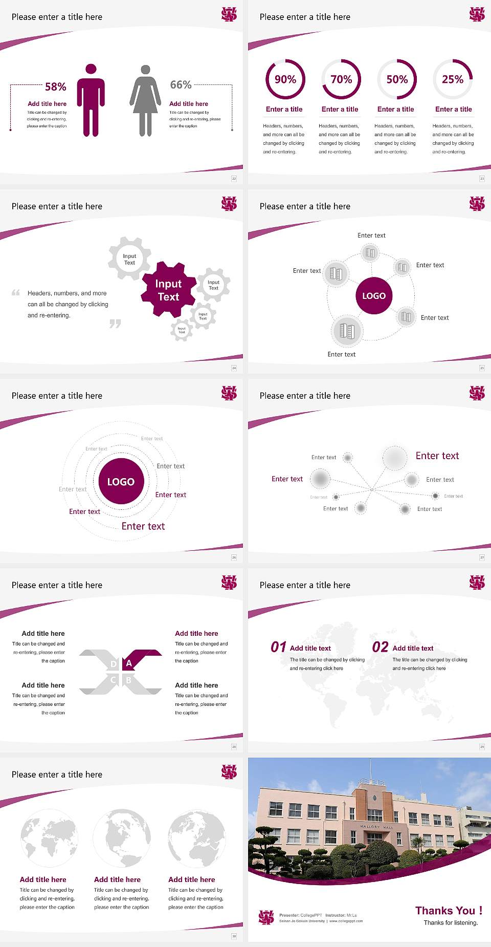 Seinan Jo Gakuin University Course/Courseware Creation PPT Template4:3 ratio PPT effect preview image4