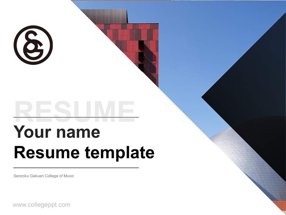 Senzoku Gakuen College of Music Resume PPT Template4:3 ratio PPT effect preview image5