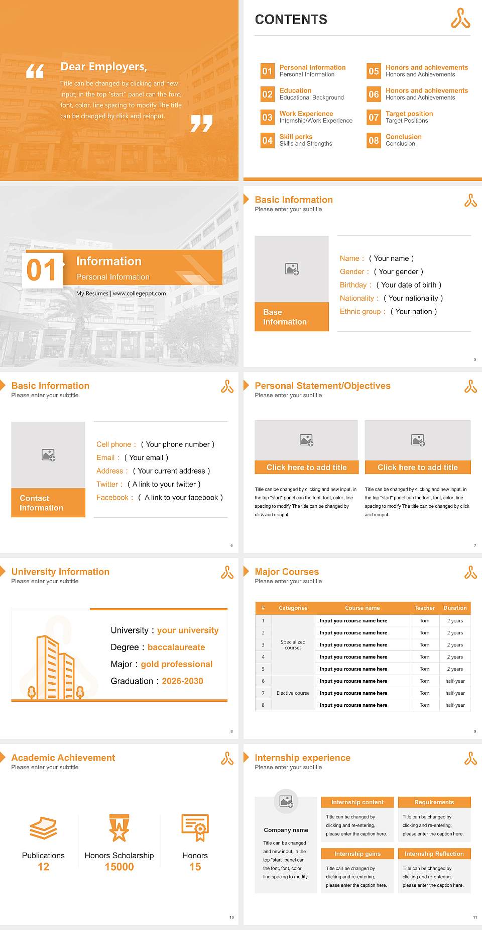 Setsunan University Resume PPT Template4:3 ratio PPT effect preview image2