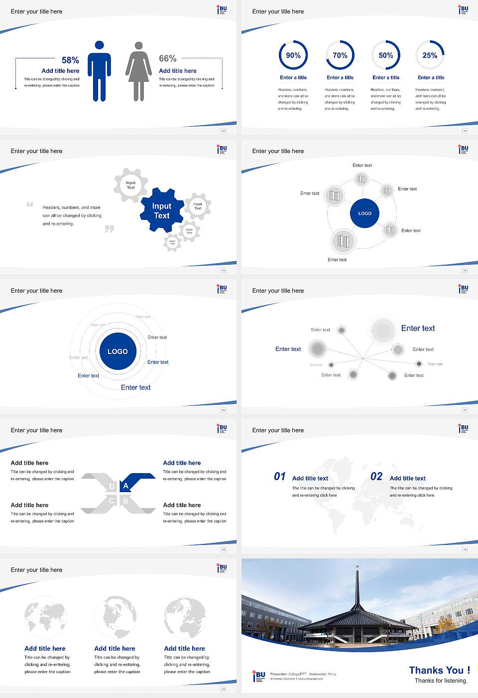Shitennoji University Course/Courseware Creation PPT Template16:9 ratio PPT effect preview image4