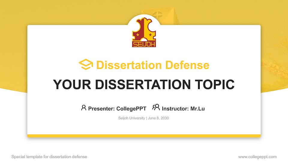 Seijoh University Graduation Thesis Defense PPT Template16:9 ratio PPT effect preview image