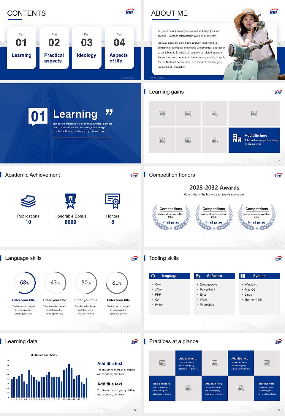 SBI Graduate School National Scholarship Defense PPT Template16:9 ratio PPT effect preview image2