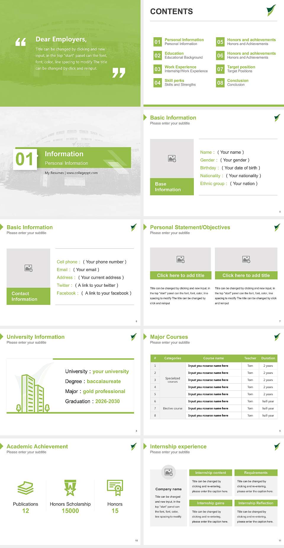 Shizuoka Sangyo University Iwata Campus Resume PPT Template4:3 ratio PPT effect preview image2