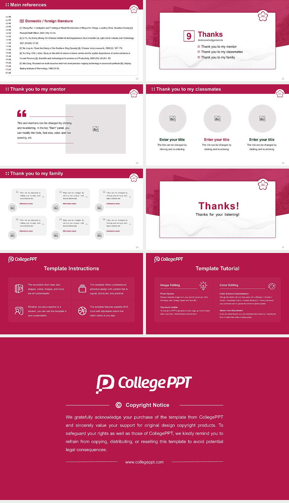 Shiraume Gakuen University Graduation Thesis Defense PPT Template16:9 ratio PPT effect preview image7