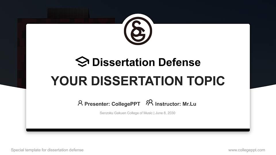 Senzoku Gakuen College of Music Graduation Thesis Defense PPT Template16:9 ratio PPT effect preview image