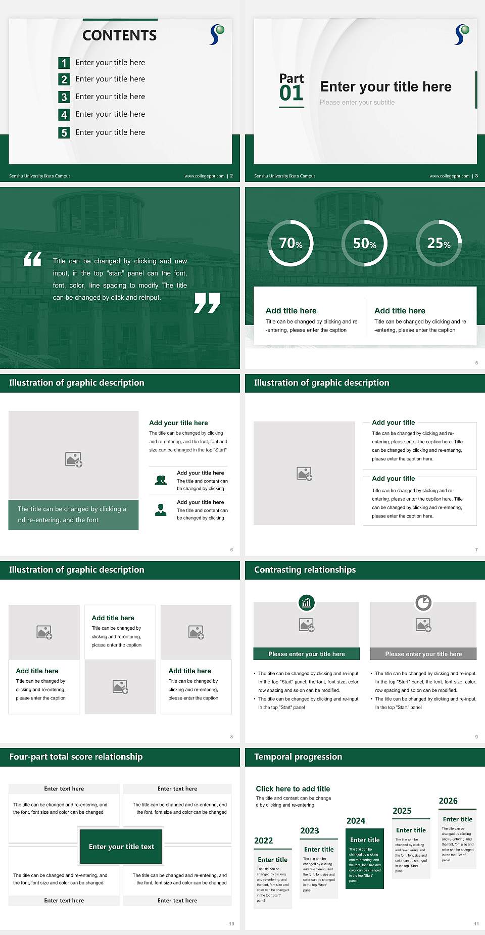 Senshu University Ikuta Campus Thesis Proposal/Graduation Defense PPT Template4:3 ratio PPT effect preview image2