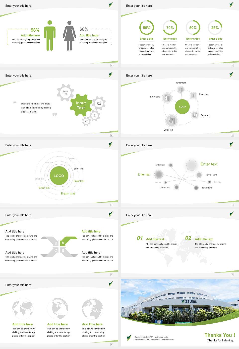 Shizuoka Sangyo University Iwata Campus Course/Courseware Creation PPT Template16:9 ratio PPT effect preview image4