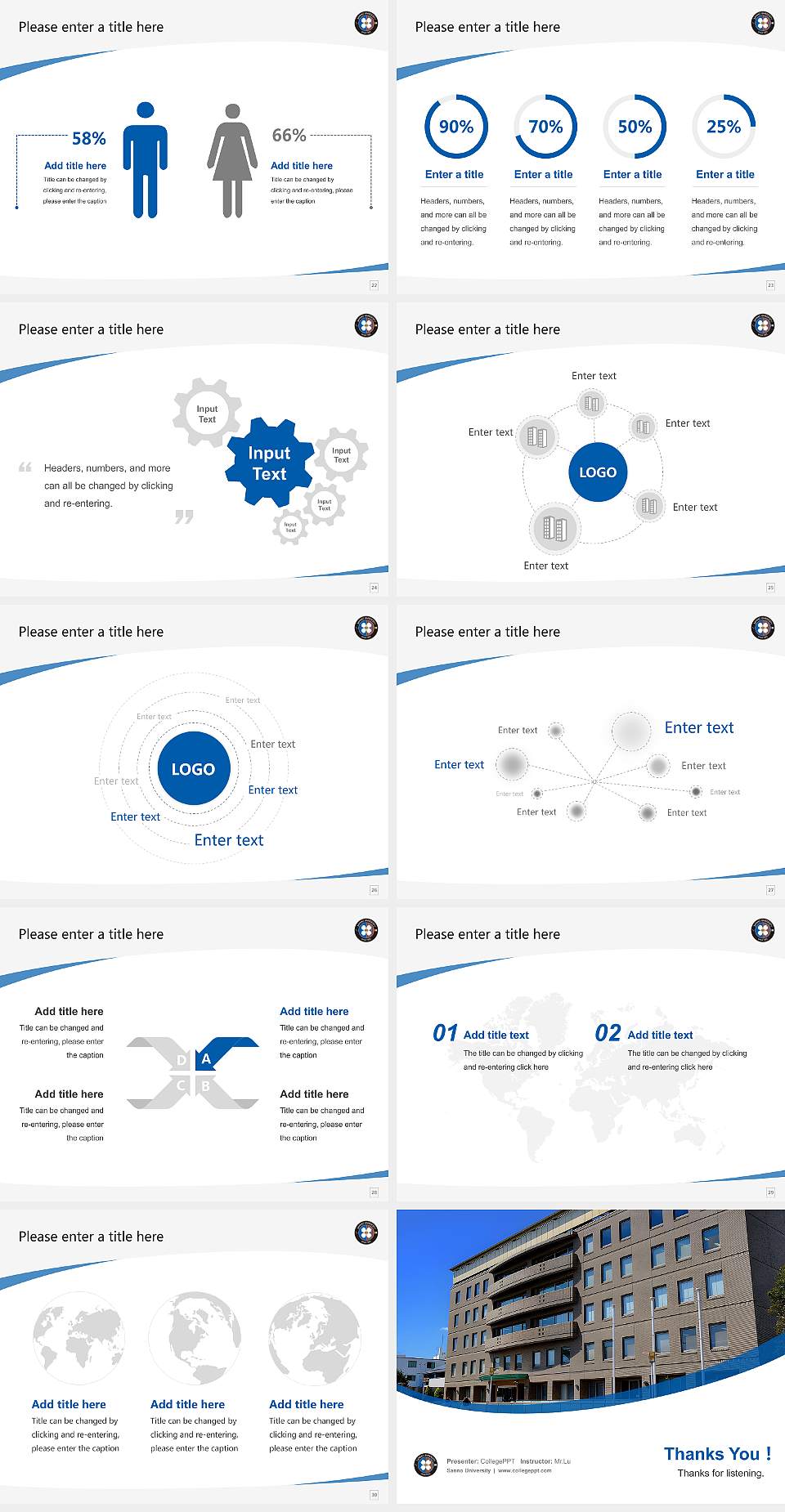Sanno University Course/Courseware Creation PPT Template4:3 ratio PPT effect preview image4