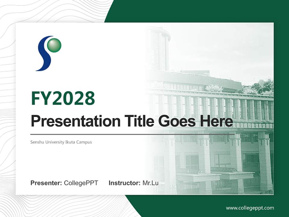 Senshu University Ikuta Campus Academic Presentation/Research Findings Report PPT Template4:3 ratio PPT effect preview image5