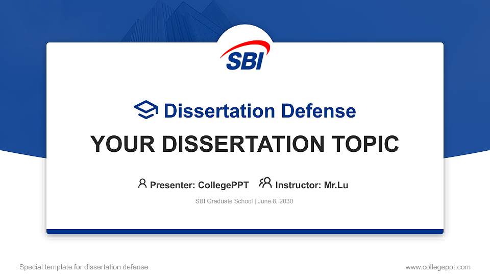 SBI Graduate School Graduation Thesis Defense PPT Template16:9 ratio PPT effect preview image
