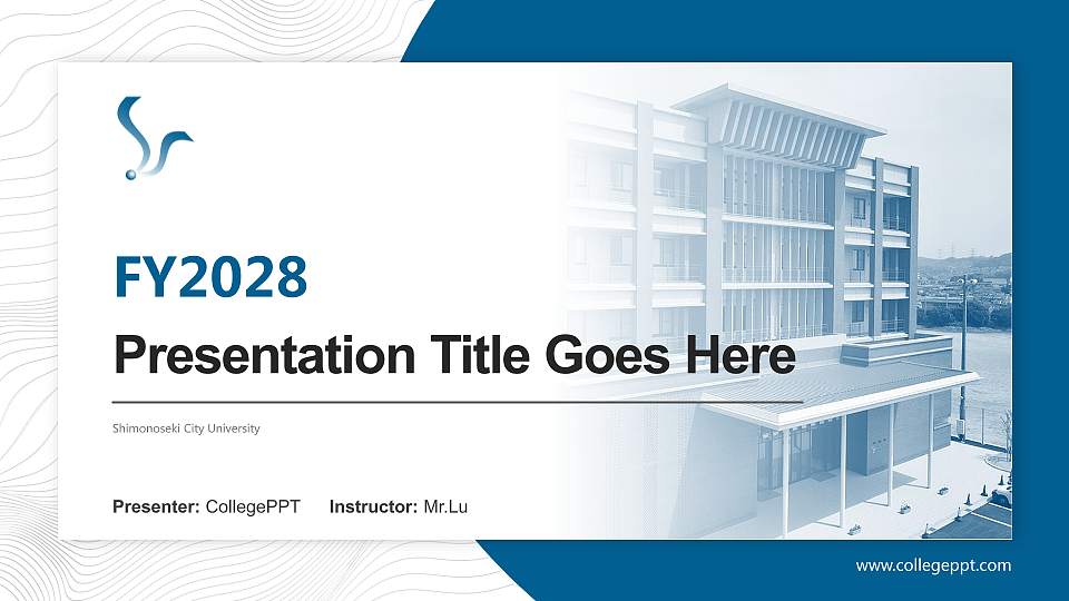 Shimonoseki City University Academic Presentation/Research Findings Report PPT Template16:9 ratio PPT effect preview image