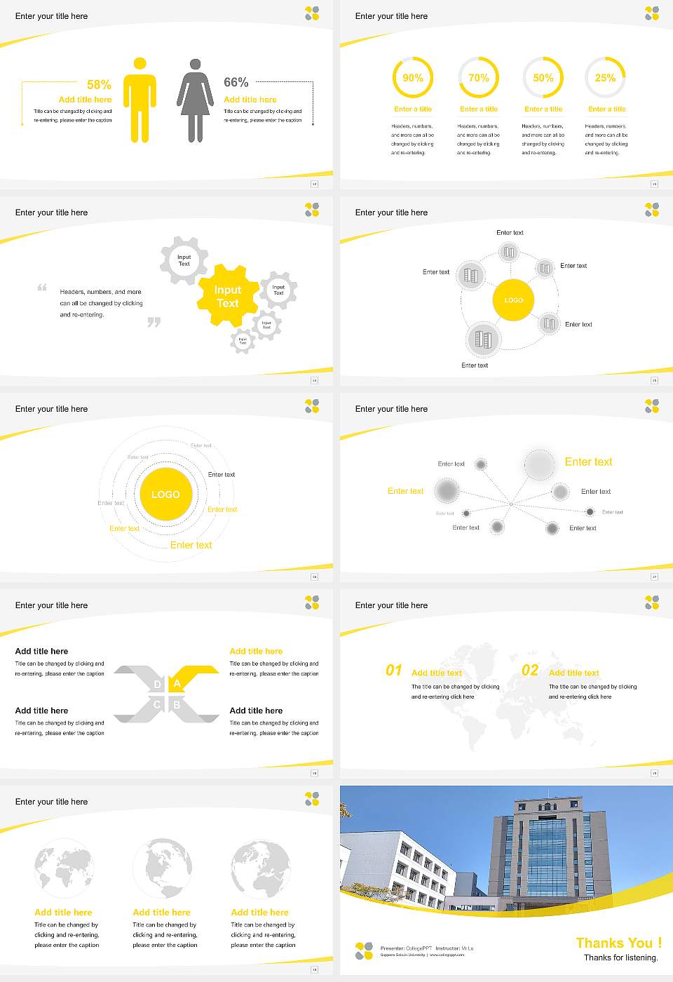 Sapporo Gakuin University Course/Courseware Creation PPT Template16:9 ratio PPT effect preview image4