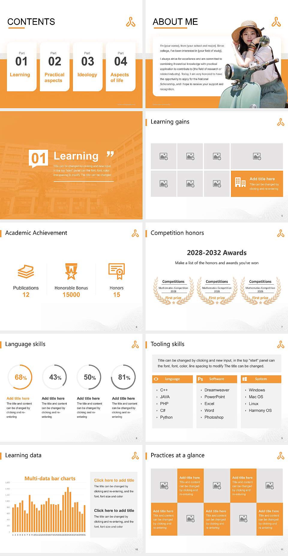 Setsunan University National Scholarship Defense PPT Template4:3 ratio PPT effect preview image2