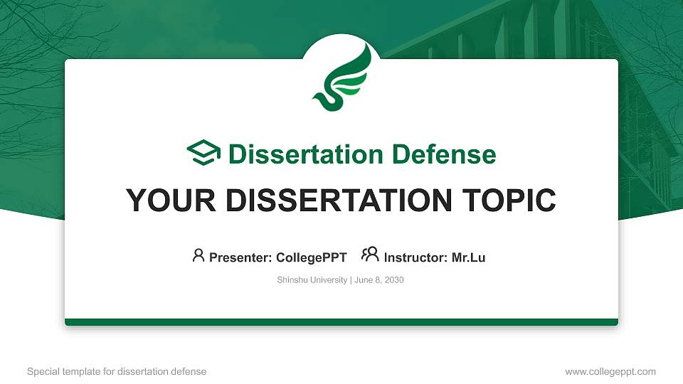 Shinshu University Graduation Thesis Defense PPT Template16:9 ratio PPT effect preview image