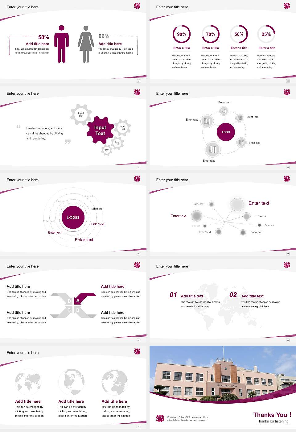 Seinan Jo Gakuin University Course/Courseware Creation PPT Template16:9 ratio PPT effect preview image4