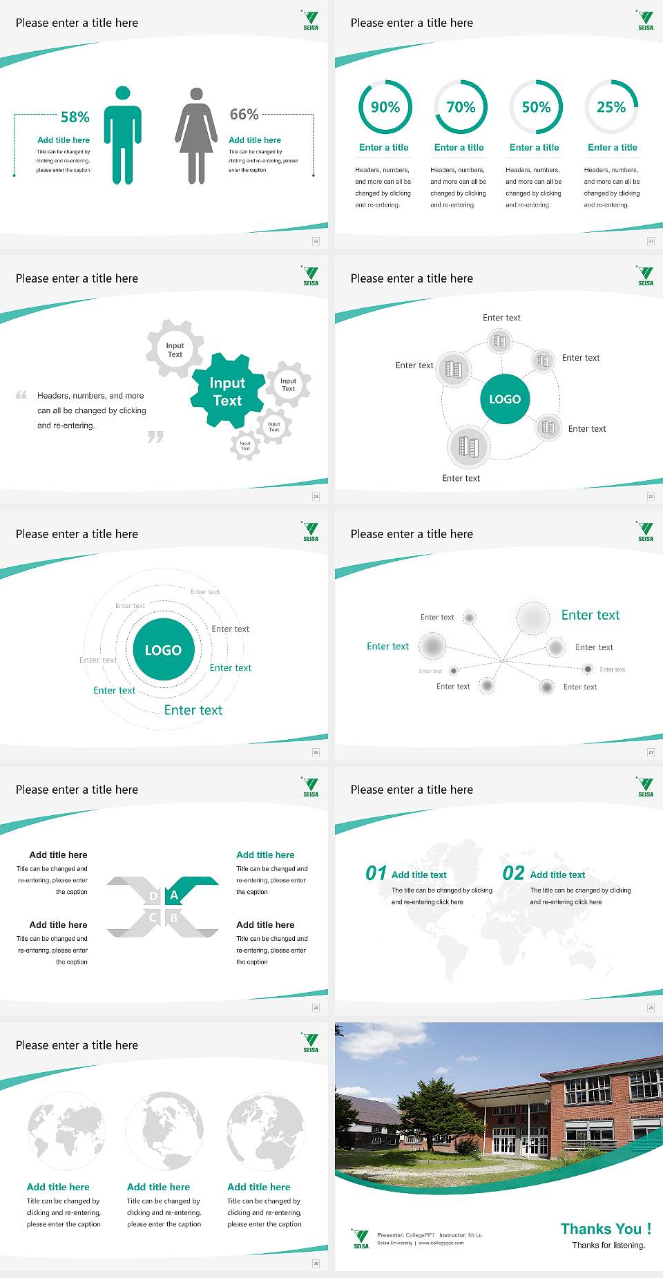 Seisa University Course/Courseware Creation PPT Template4:3 ratio PPT effect preview image4