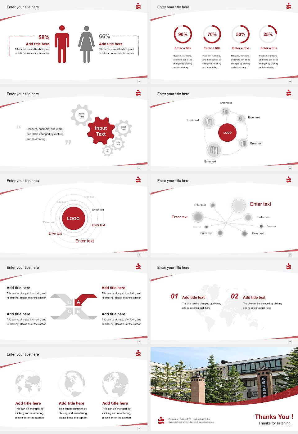 Sapporo University of Health Sciences Course/Courseware Creation PPT Template16:9 ratio PPT effect preview image4