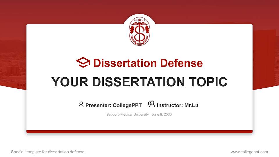 Sapporo Medical University Graduation Thesis Defense PPT Template16:9 ratio PPT effect preview image