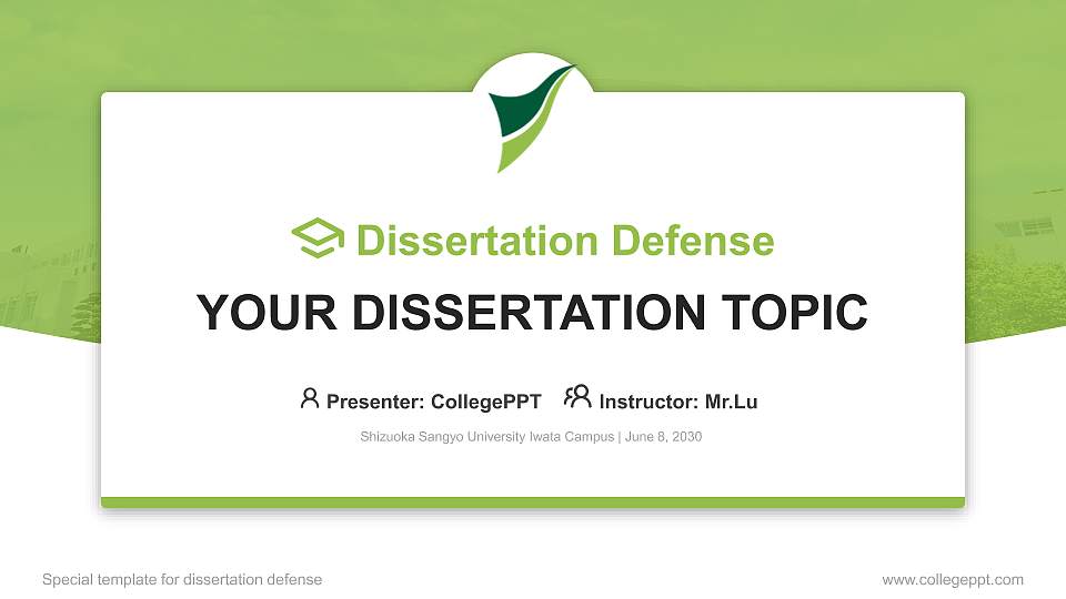 Shizuoka Sangyo University Iwata Campus Graduation Thesis Defense PPT Template16:9 ratio PPT effect preview image